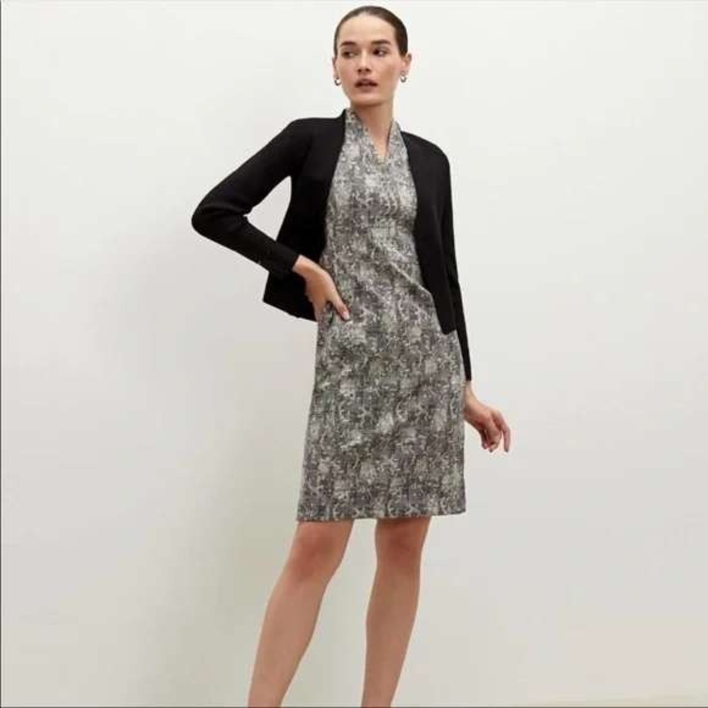 MM LaFleur Aditi Dress Sz 2 Black White Textured‎ Sleeveless Sheath Career Party